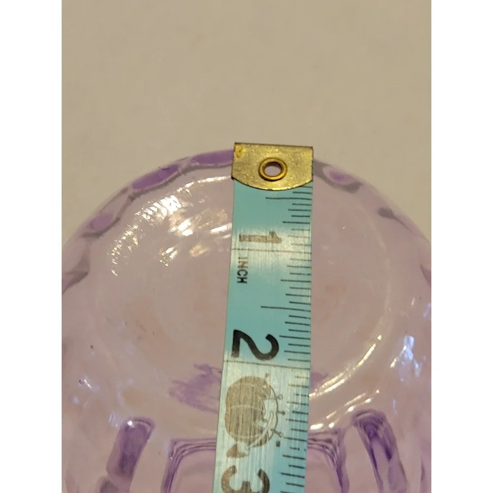 Vtg Glass Bud Vase Ribbed Braided Waist Cottagecore Country Lavender‎ Purple 7in